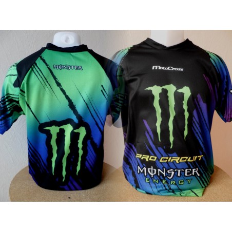 MONSTER ENERGY T shirt moto cross groen /paars 