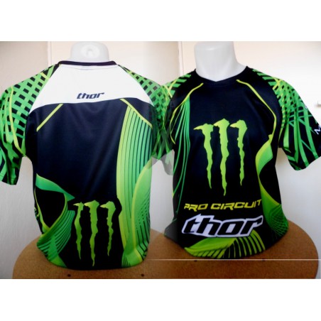 MONSTER ENERGY  T shirt moto cross groen/zwart THOR