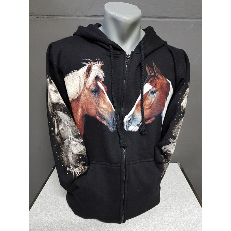 PAARDEN sweatervest print 2 paarden koppen rock eagle PAARDEN sweatervest print 2 paarden koppen rock eagle