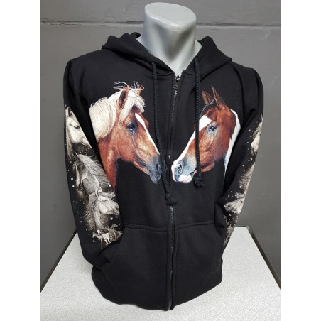 PAARDEN sweatervest print 2 paarden koppen  rock eagle