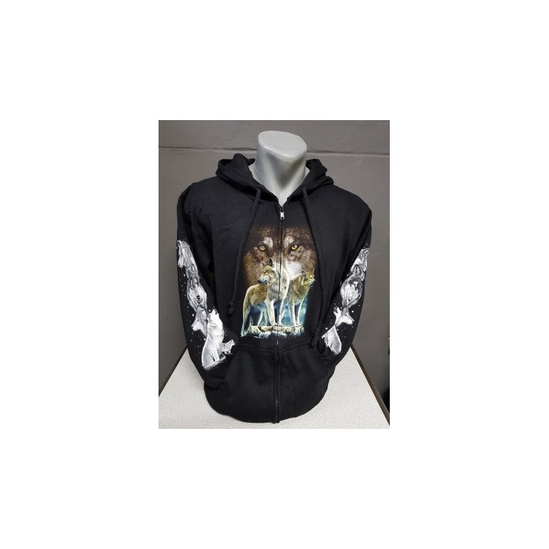WOLF sweatervest zwart print Wolff kop plus 2 wolven WOLF sweatervest zwart print Wolff kop plus 2 wolven