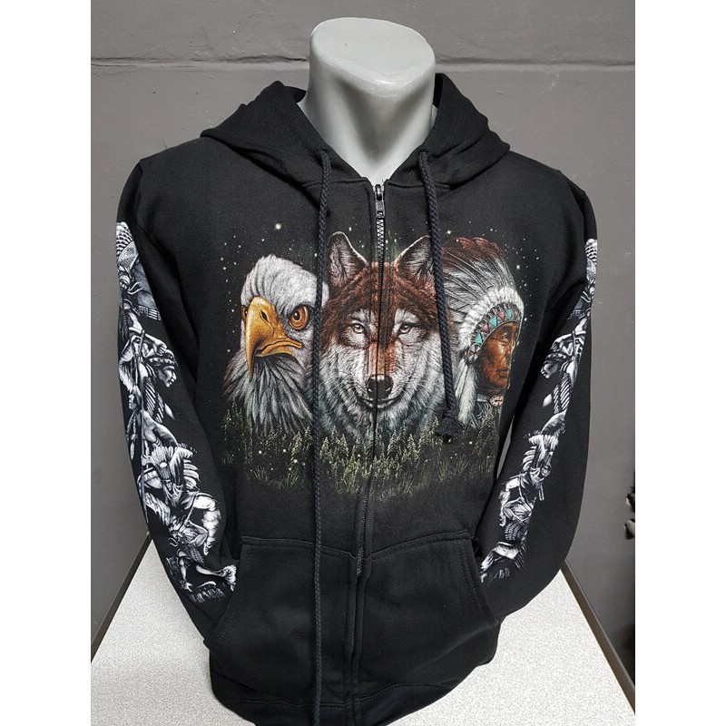Indiaan adelaar wolff sweatervest kleur print ROCK EAGLE Indiaan adelaar wolff sweatervest kleur print ROCK EAGLE