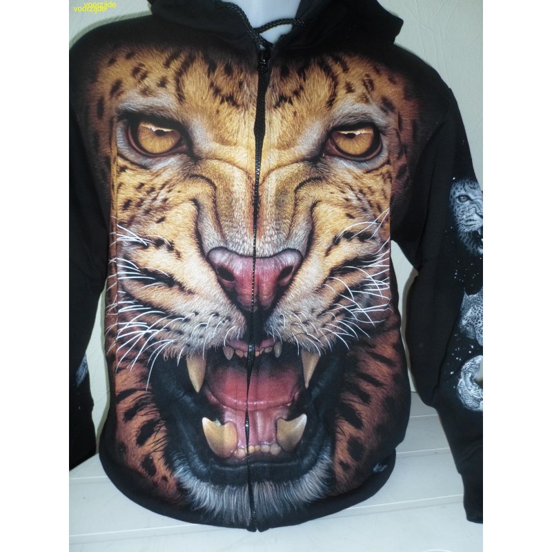 PANTER / LUIPAARD sweatervest zwart met PANTER kop ROCK EAGLE PANTER / LUIPAARD sweatervest zwart met PANTER kop ROCK EAGLE